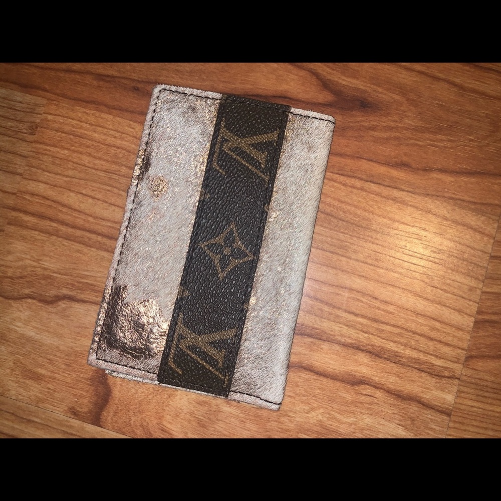 Designer embellished cowhide card holder